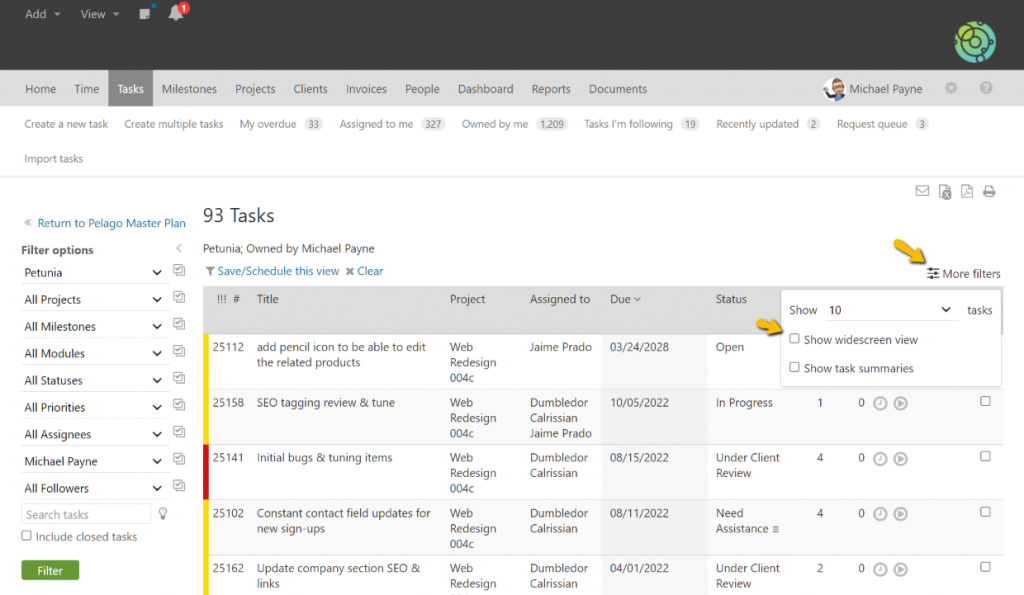 Show additional fields on the Task List | Intervals Help Documentation
