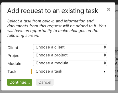 Add request to task dialog