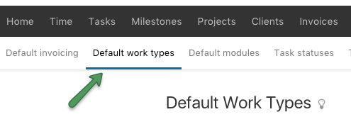 Default work type menu