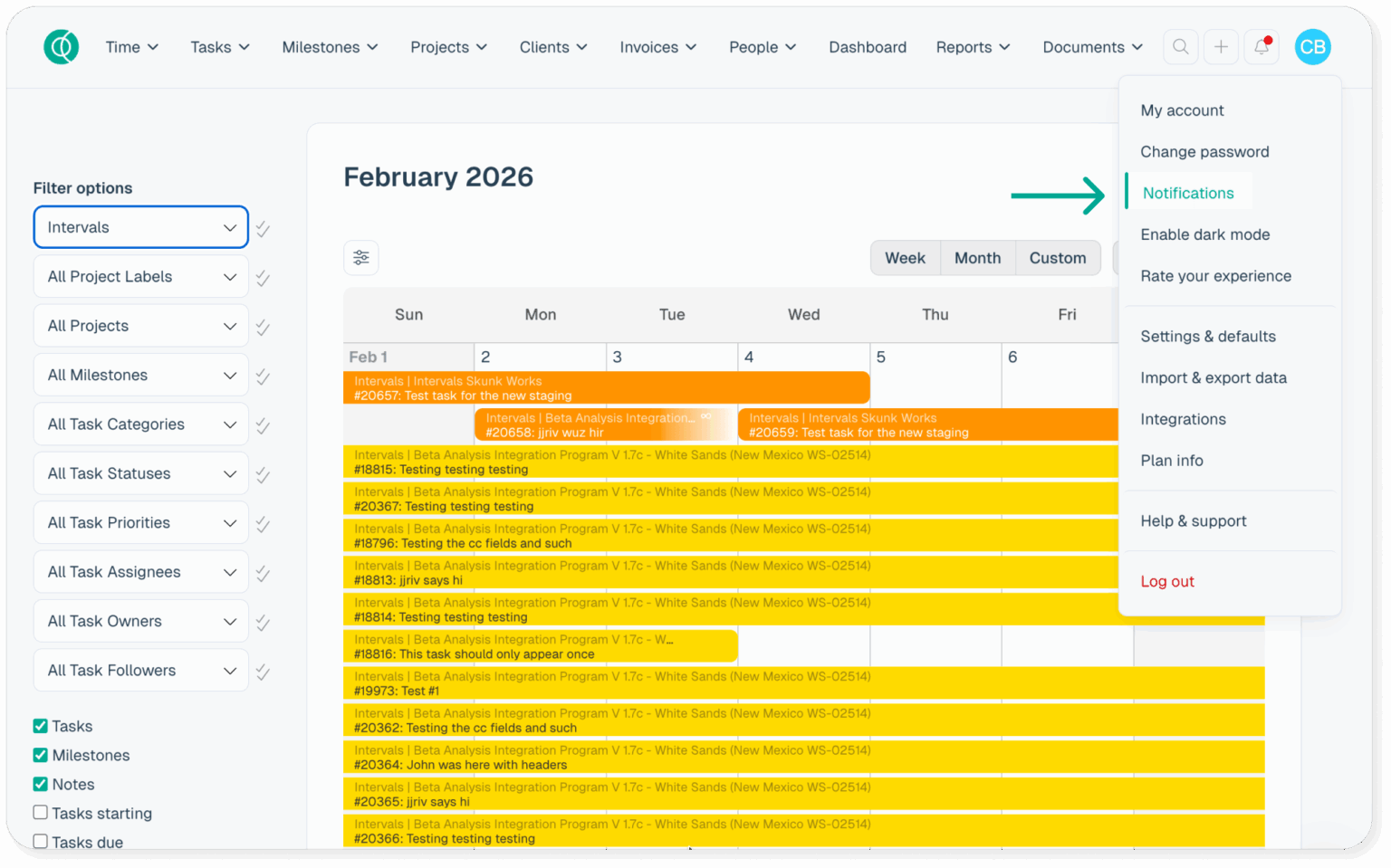 Disabling email notifications for tasks | Intervals Help Documentation