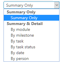 Summary Only drop down