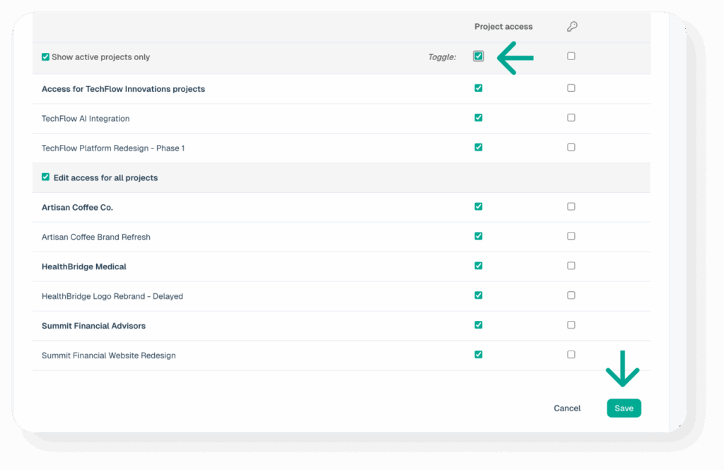 Bulk update a users project access | Intervals Help Documentation