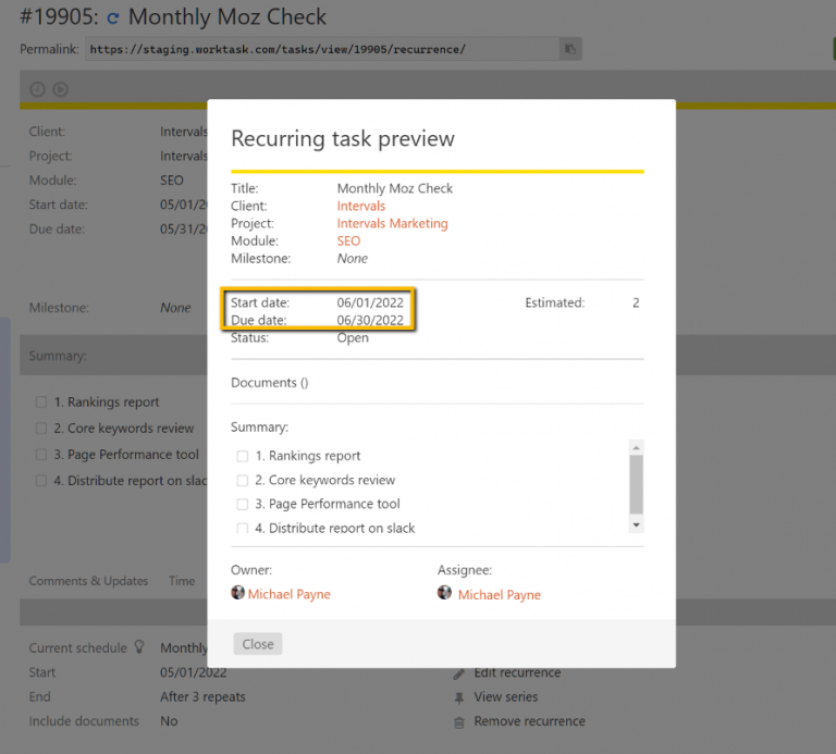 Monthly Recurring Tasks | Intervals Help Documentation