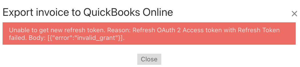 QuickBooks Online Error